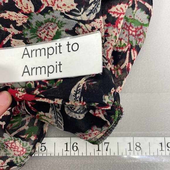 Zara Basic Collection Long Sleeve Dress Fringe Floral Red Black Size Small S - Picture 15 of 17